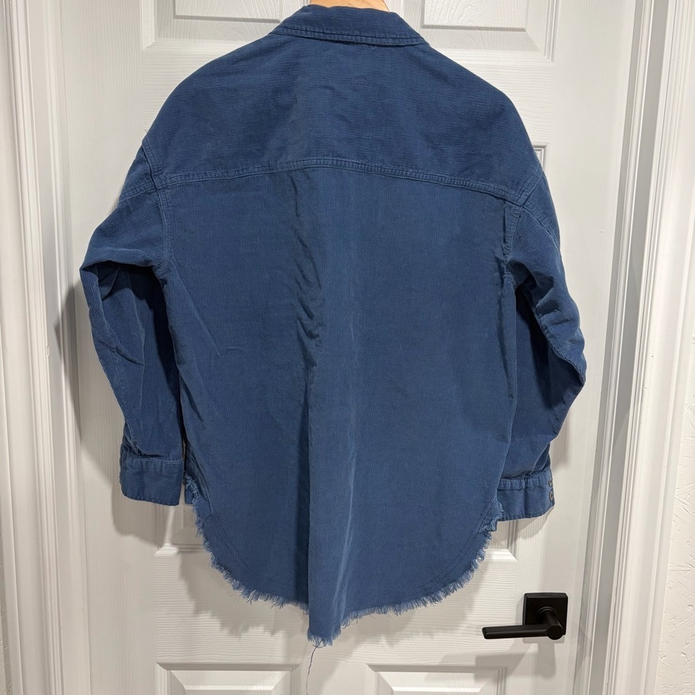 2/$25 Aerie Blue Textured Corduroy Long Sleeve Half Zip Tunic Shacket Top - Picture 5 of 10